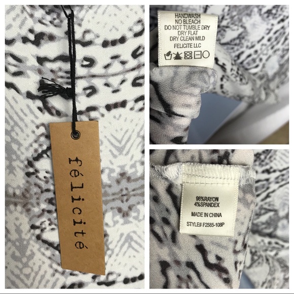 Felicite  B/W Printed Hi-Low Scoop Neck Tank Top 2 - Picture 8 of 8